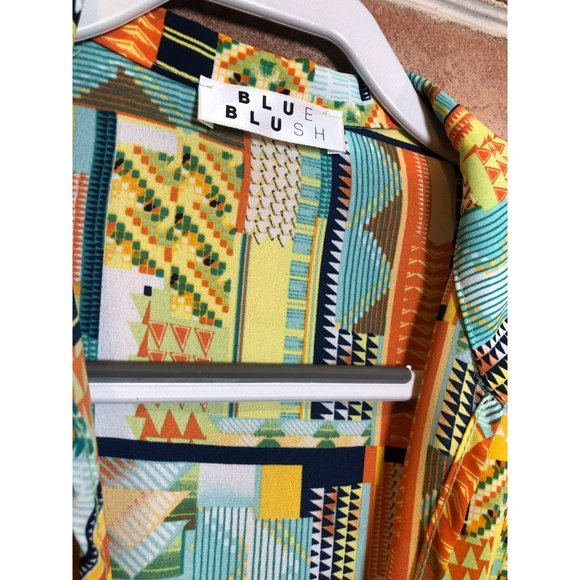 Sleeveless Aztec Design Collared V-Neck Elastic Waist Romper Sz M Pockets Flowy - Picture 4 of 7